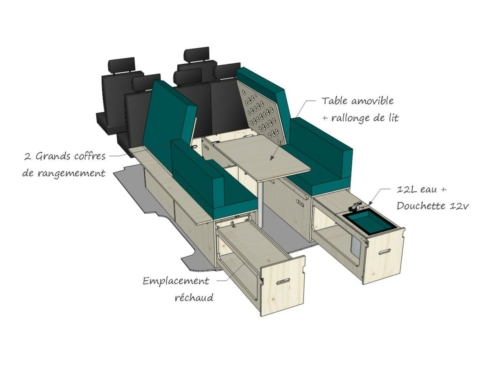 Module ID-BALLE : vue 3D aménagement van par ID CAMP