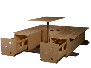 Aménagement en U pour cabine approfondie de 4 caissons