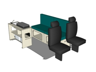 Mix ID-PEIGNE M et ID-INDETTE M : vue 3D aménagement van par ID CAMP