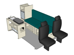 Mix ID-PEIGNE M + ID-INETTE M + ID-FREEZ : vue 3D aménagement van par ID CAMP