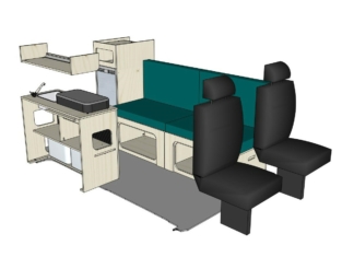 Mix ID-PEIGNE M + ID-INETTE M + ID-OE M + ID-FREEZ : vue 3D aménagement van par ID CAMP