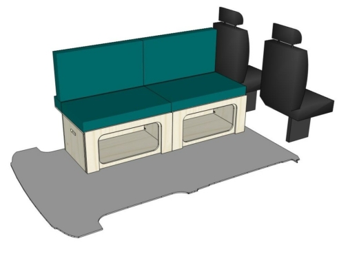 Module ID-PEIGNE M : vue 3D aménagement van par ID CAMP