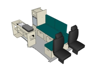 Mix ID-PEIGNE S + ID-INETTE + ID-FREEZ : vue 3D aménagement van par ID CAMP