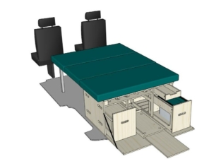 Camper box ID PLIE M : vue 3D aménagement van par ID CAMP
