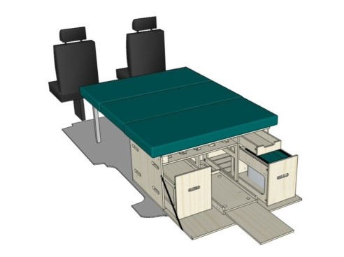 Camper box ID PLIE M : vue 3D aménagement van par ID CAMP