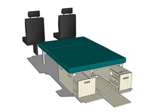 Camper box ID PLIE S : vue 3D aménagement van par ID CAMP